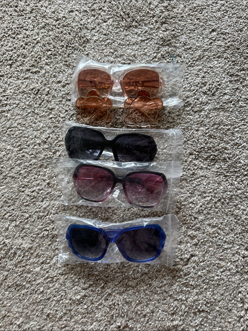 Five-pair Sunglasses Pack - Assorted Pink, Black, Purple, Blue Frames